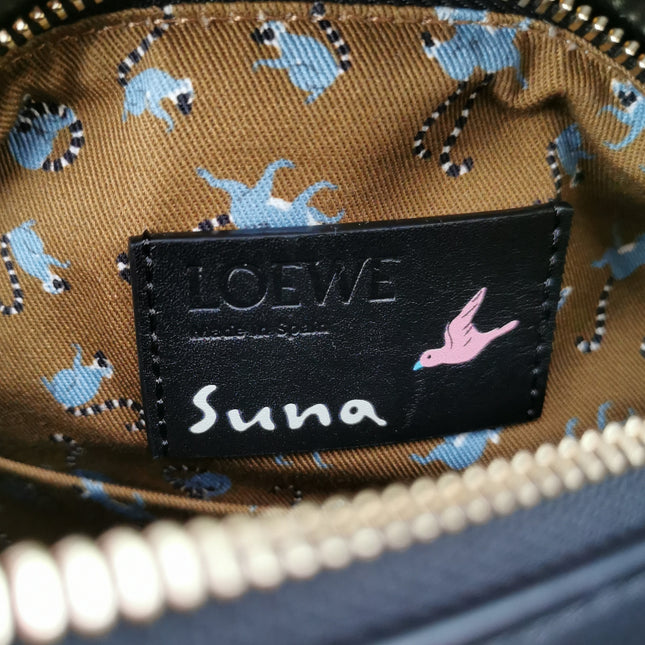 Loewe x Suna Fujita Lemur Puzzle Edge Small Black Leather Crossbody Bag