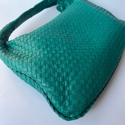 Bottega Veneta Veneta Hobo Teal Green 45cm Lambskin Leather