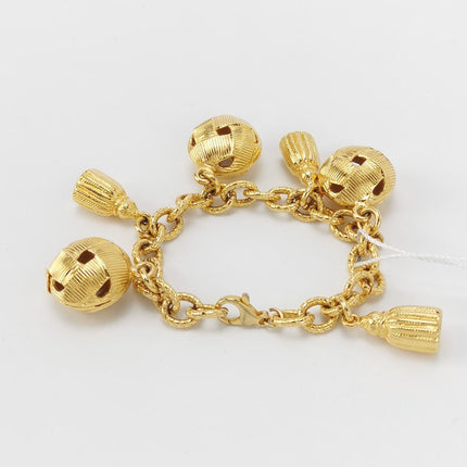 Celine 1990s Vintage Gold-tone Link Charms Bracelet