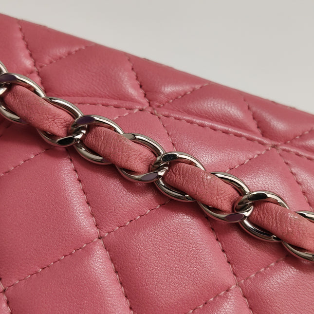 Chanel Classic Flap Mini 2016 Pink Lambskin Leather Silver Hardware