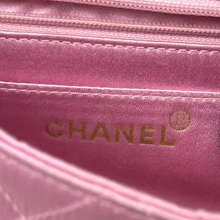 Chanel Diana Flap Bag 1990 Mini Pink Silk Satin Bijou Chain