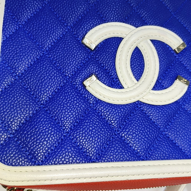 Chanel Filigree Medium Vanity Case Tricolor Caviar Leather, 2018-2019