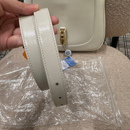 Gucci Jackie 1961 White Leather Bag with Adjustable Strap Size Small