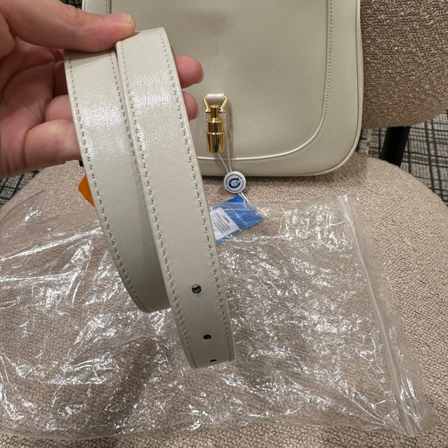 Gucci Jackie 1961 White Leather Bag with Adjustable Strap Size Small