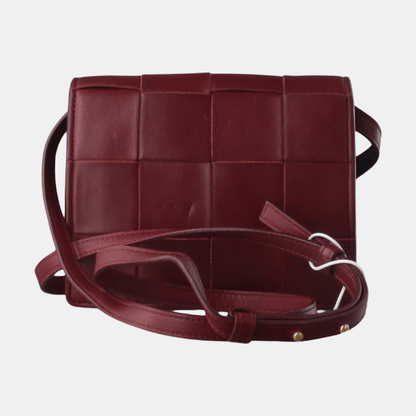 Bottega Veneta Cassette Mini Burgundy Leather Crossbody Bag