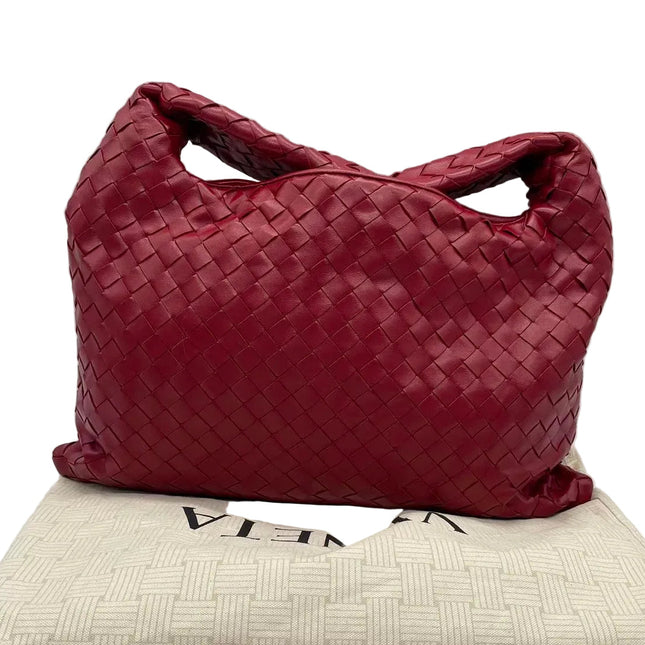 Bottega Veneta Hop Hobo Small Red Intrecciato Leather-Luxbags