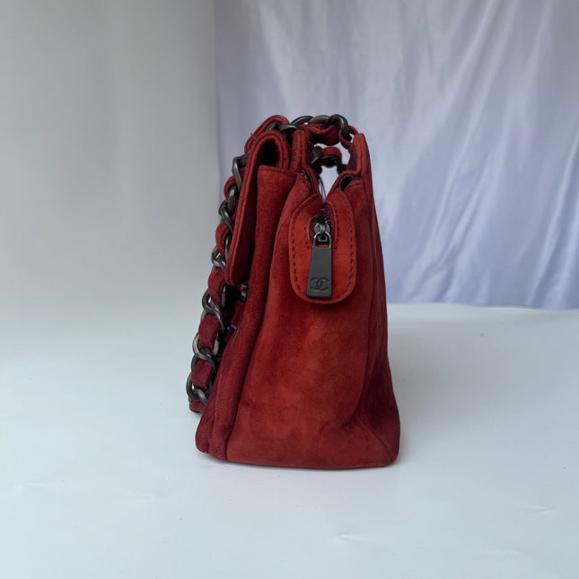 Sac fourre-tout Chanel Kelly Mini 1997-1999 en cuir suède rouge