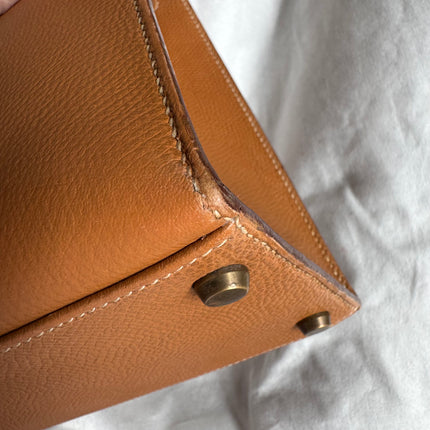 Hermes Kelly 28 Sellier Brown Gold Epsom Leather Gold Hardware 1985