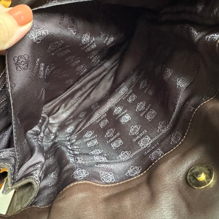 Loewe Flamenco Medium Brown Suede Leather Shoulder Bag 28cm