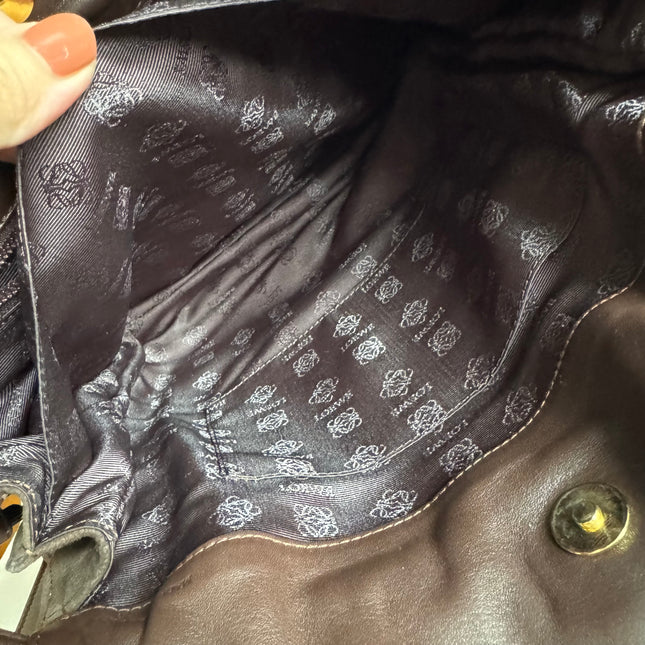 Loewe Flamenco Medium Brown Suede Leather Shoulder Bag 28cm