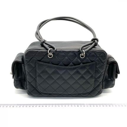 Chanel Cambon Multi-pocket Ligne Reporter Bag Medium Black Calfskin Leather