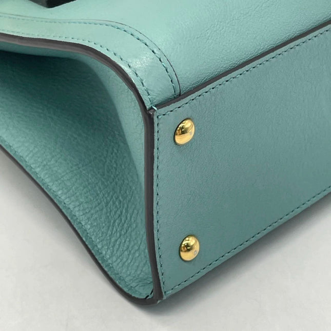 Gucci Diana Mini Blue Leather Bag Bamboo Handle with Strap