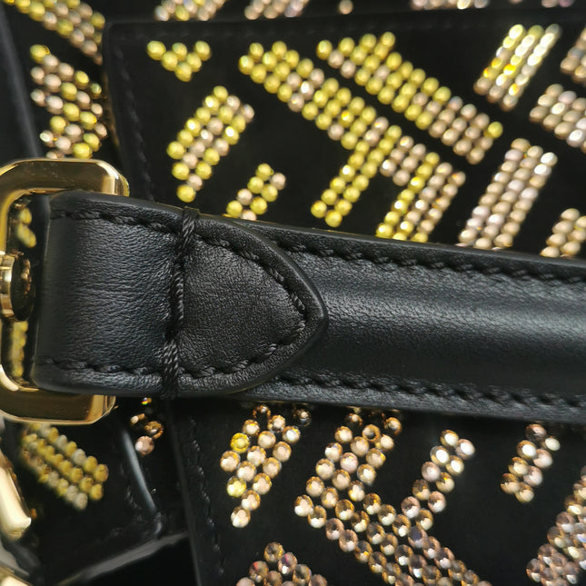 Fendi x Versace Baguette Black Suede With Multi-color Crystal Embellishment