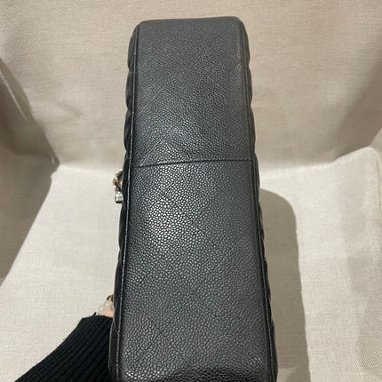 Chanel Classic Flap Jumbo 2012 Black Caviar Leather Double Flap Gold Hardware