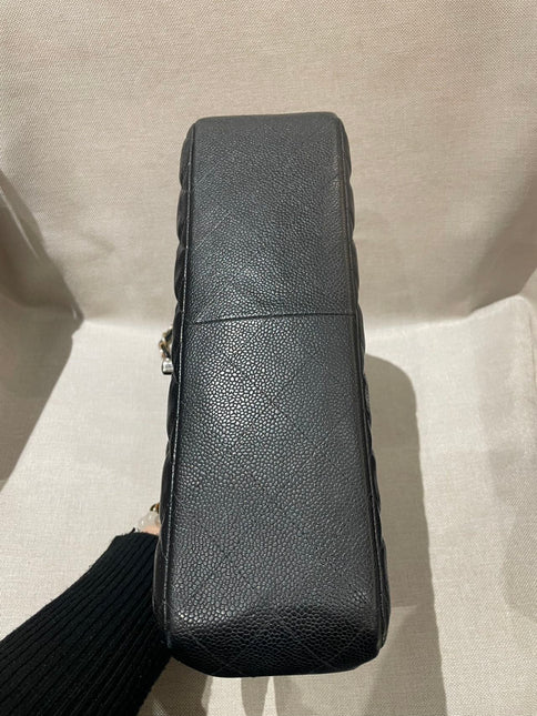 Chanel Classic Flap Jumbo 2012 Black Caviar Leather Double Flap Gold Hardware