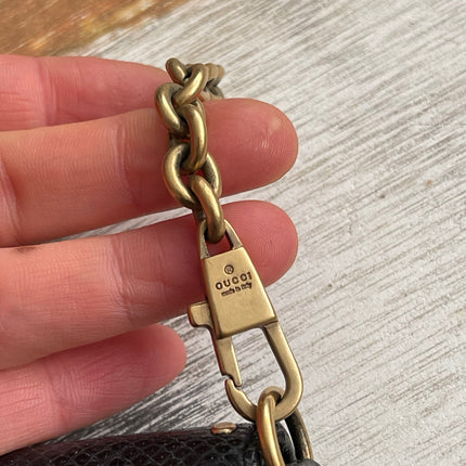 Gucci Horsebit 1955 Chain Large Black Snake-skin Leather Shoulder Bag