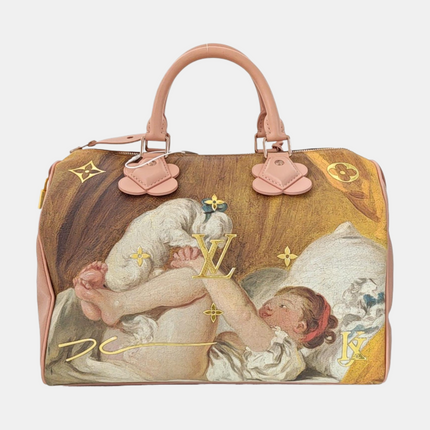Louis Vuitton x Jeff Koons Speedy 30 Fragonard Girl with the Dog Top Handle Bag
