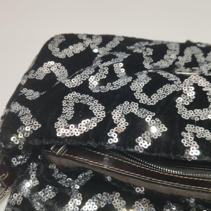 FENDI Baguette White Heart Shaped Sequin Black Shoulder Bag