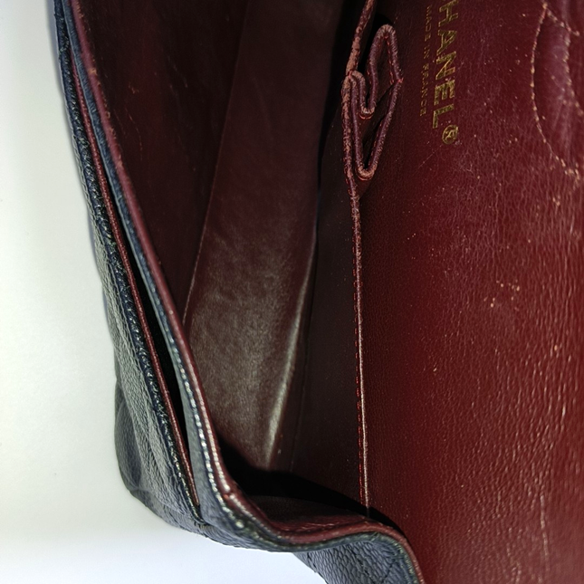 Chanel Classic Flap Medium Black Caviar Leather Double Flap Gold Hardware