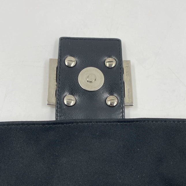 FENDI Baguette Vintage Black Cloth Silver Hardware