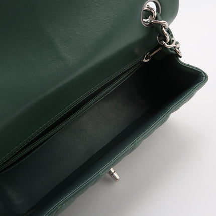 Chanel Classic Flap Mini Rectangular 2019 Green Lambskin Leather Silver Hardware