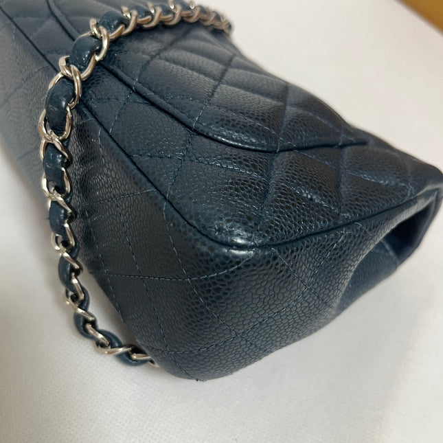 Chanel Classic Flap Rectangular Mini Navy Caviar Leather Silver Hardware 2015-16
