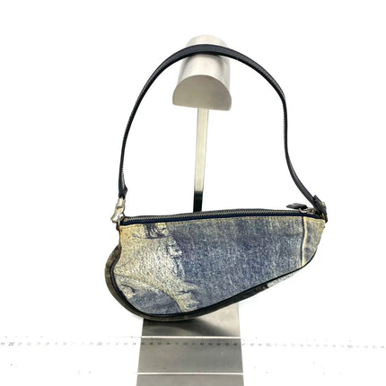 Dior Saddle Classic Mini Denim Jeans Patchwork Zipper Opening Handbag