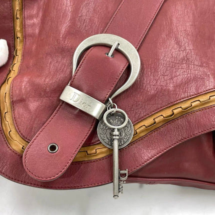 Dior Vintage Gaucho XL Red Leather Crossbody Bag 42cm