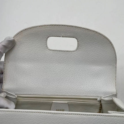 Gucci Bamboo 1947 Medium Vintage White Grained Leather With Strap