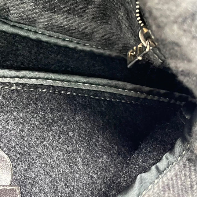 Fendi Baguette Bag Grey Wool Zucca Print Shoulder Bag