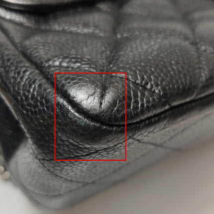 Chanel Classic Flap Jumbo Black Caviar Leather Single Flap Silver Hardware 2006-08