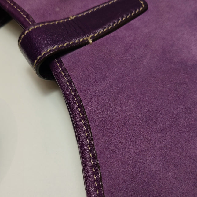 Gucci Jackie Vintage Large Purple Suede Leather Ringlets Decoration