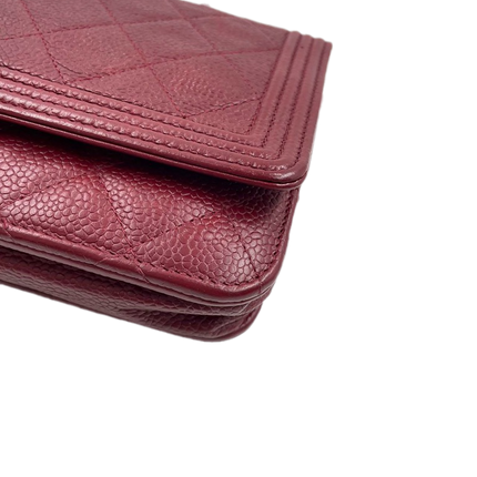 Sold Chanel Wallet on Chain Boy Half Flap Red Caviar Leather