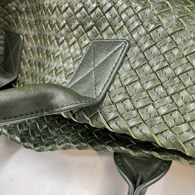 Bottega Veneta Cabat Tote Dark Green Intreccio Leather 45cm
