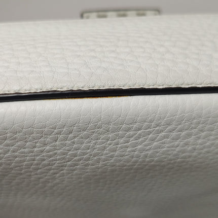 Fendi Baguette Selleria Medium White Calfskin Leather Crossbody Bag