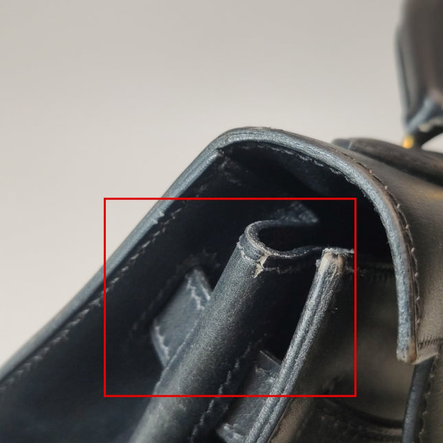 Hermès Kelly 32 Sellier Black Box Leather Gold Hardware with Strap