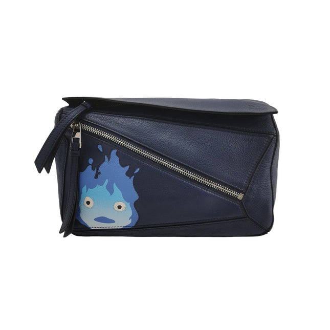 Loewe x Howl's Moving Castle Studio Ghibli Calcifer Puzzle Belt Bag Small Navy-Luxbags