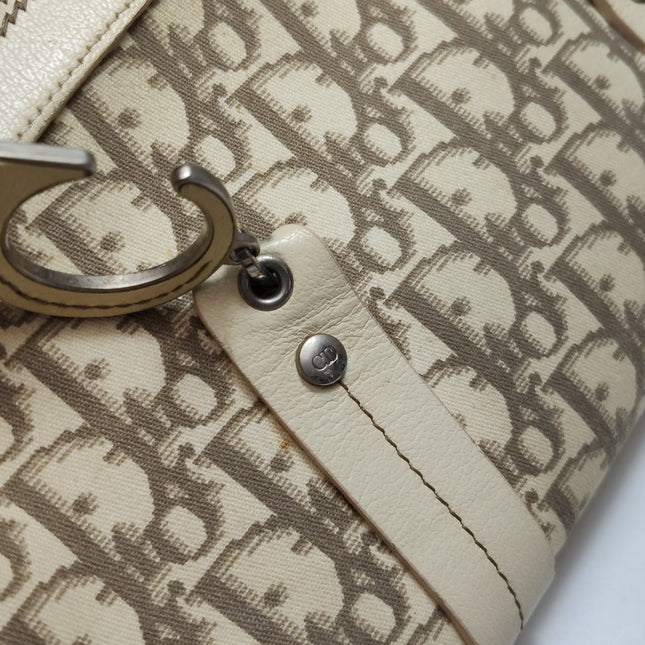 Dior Vintage Embroidered Diorissimo Bowler Bag Top White Monogram