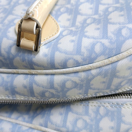 Dior No. 1 Rasta Trotter Bowling Bag Blue Oblique Canvas White Patent Leather