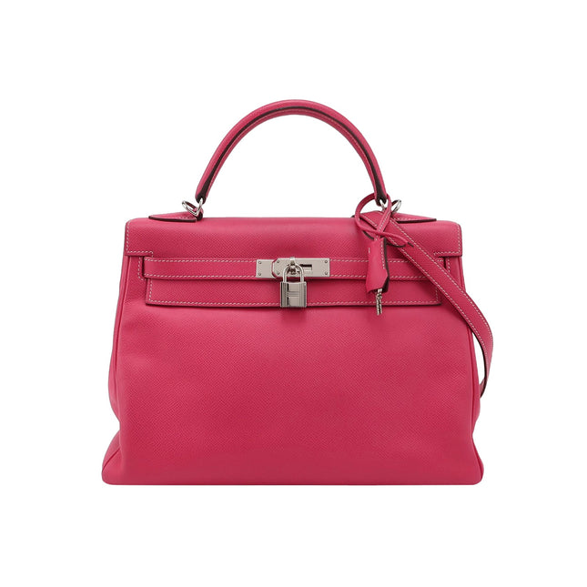 Hermes Kelly 32 Retourne E5 Rose Tyrien Pink Epsom Leather Palladium Hardware 2011-Luxbags