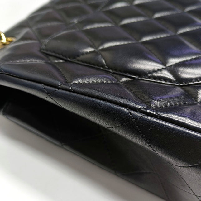 Chanel Classic Flap Maxi Black Lambskin Leather Single Flap with Gold Hardware 2009-2010
