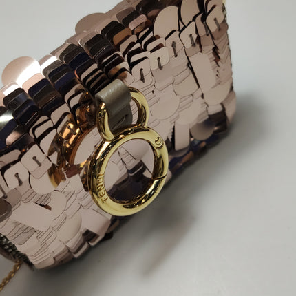 Fendi Nano Baguette Charm Pink Sequins Satin Interior Chain Strap
