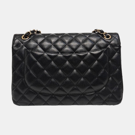 Chanel Classic Flap Jumbo 2012 Black Caviar Leather Double Flap Gold Hardware