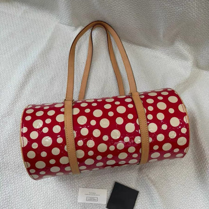 Louis Vuitton x Kusama Papillon 28 Red Polka Dots Patent Leather Handbag