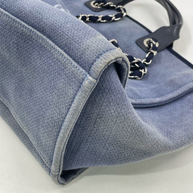 Chanel Deauville Tote Medium Navy Denim Top Handle