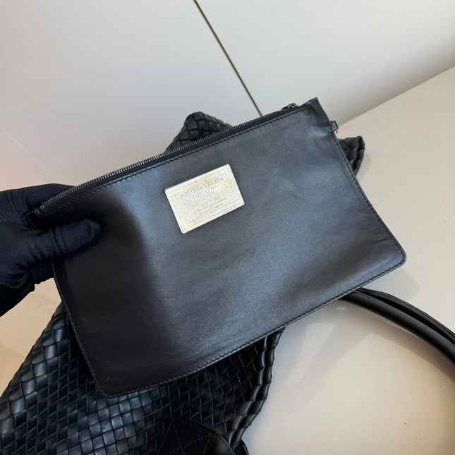 Sold Bottega Veneta Cabat Large Intreccio Leather Tote Bag Black 40cm