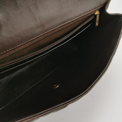 Chanel Classic Flap Jumbo Brown Lambskin Leather Single Flap Gold Hardware