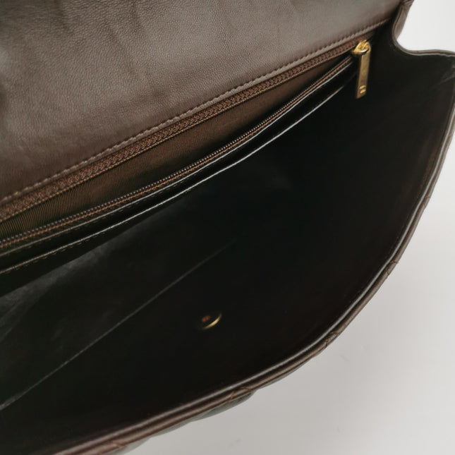 Chanel Classic Flap Jumbo Brown Lambskin Leather Single Flap Gold Hardware