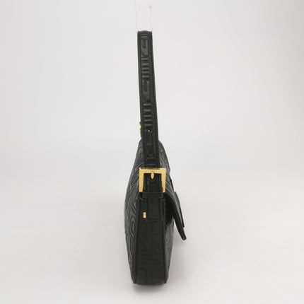 Fendi Baguette 1997 Re-edition 3D Embossed Black Leather Shoulder bag
