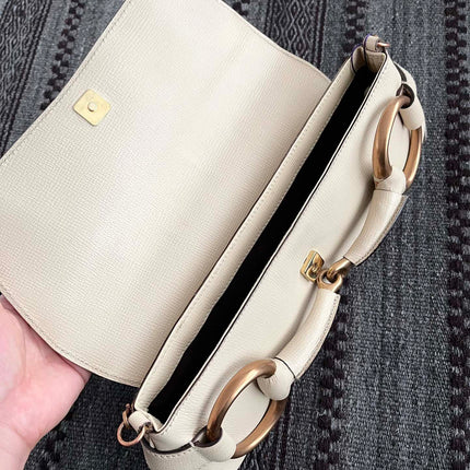 Sold Gucci Horsebit 1955 Large White Leather Shoulder Bag